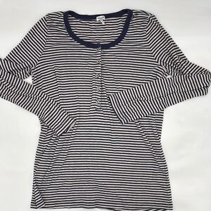 Splendid Long Sleeve Striped Henley Top